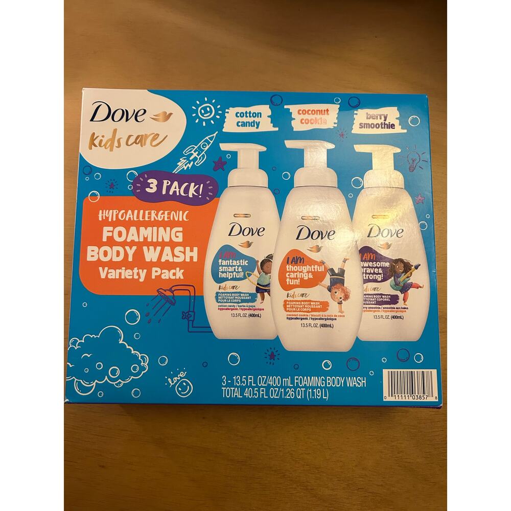 New Kids Care 3Pk Unisex Dove Hypoallergenic Foaming Body Wash Variety 13.5oz